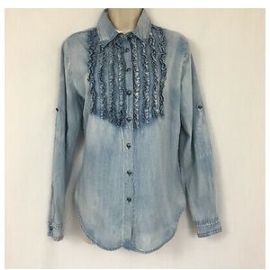 Tasha Polizzi denim western long sleeve top